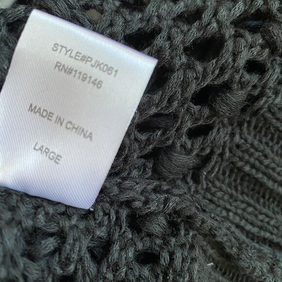 PqLA Clothing Flounder Y2K Crochet Fringe Cardigan Vest Women L Black Whimsigoth - Picture 6 of 7